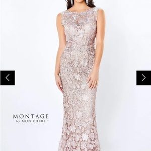 Montage by Mon Cheri Ombré Lace Trumpet Dress Sz.8 champagne ombré lace